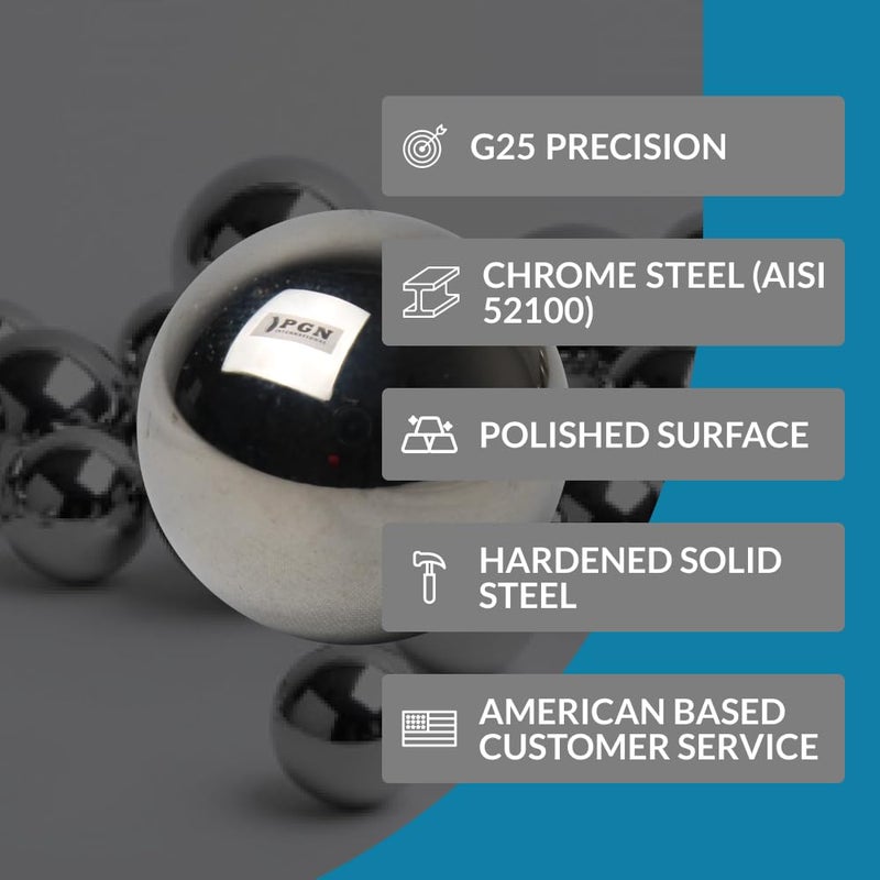 PGN Bearings (100 قطعة) PGN - كرات محمل فولاذية كروم دقيقة مقاس 5/16 بوصة (0.3125 بوصة) G25 - Image 2